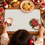 Tovaglietta natalizia personalizzata con fiore del mese di nascita e nome – Decorazione per cucina e sala da pranzo – Regalo di Natale per la famiglia e gli amici 3