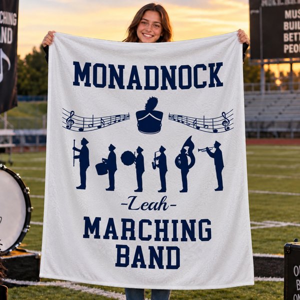 Personalized Marching Band Musical Notes Multicolor Soft Throw Blanket with Team Name Year and Name Birthday Christmas Gift for Marching Band Members