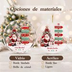 Adorno navideño personalizado de vidrio acrílico con Papá Noel, muñeco de nieve, de 1 a 8 nombres, texto y año - Regalo de navidad para familias 7