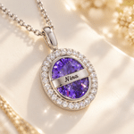 Personalized Birthstone Sterling Silver Necklace with Engraved Name Dainty Jewellery Anniversary Birthday Gift for Women 5