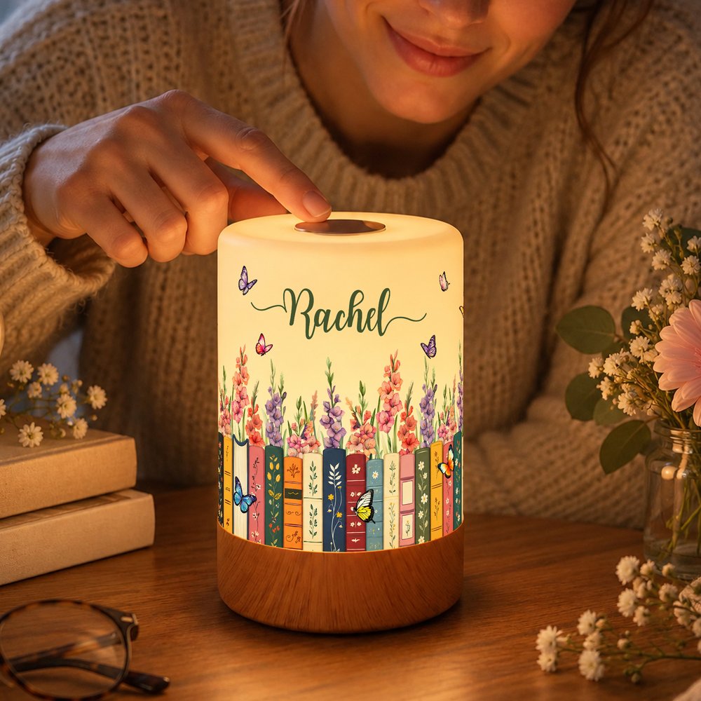 Personalized Birth Flower Books Dimmable Touch LED Night Light with Name and Remote Control Home Decor Birthday Gift for Family Friend Mom 3