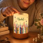 Personalized Birth Flower Books Dimmable Touch LED Night Light with Name and Remote Control Home Decor Birthday Gift for Family Friend Mom 3