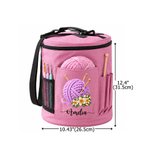Personalized Yarn Ball Birth Flower Oxford Large Cylindrical Yarn Storage Bag with Name Daily Use Birthday Gift for Crochet Lovers Women 8