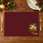Tovaglietta natalizia personalizzata con fiore del mese di nascita e nome – Decorazione per cucina e sala da pranzo – Regalo di Natale per la famiglia e gli amici 1
