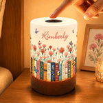 Personalized Birth Flower Books Dimmable Touch LED Night Light with Name and Remote Control Home Decor Birthday Gift for Family Friend Mom 1